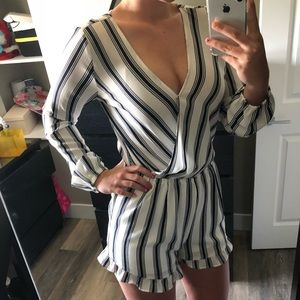 Romper with tags navy and white size M